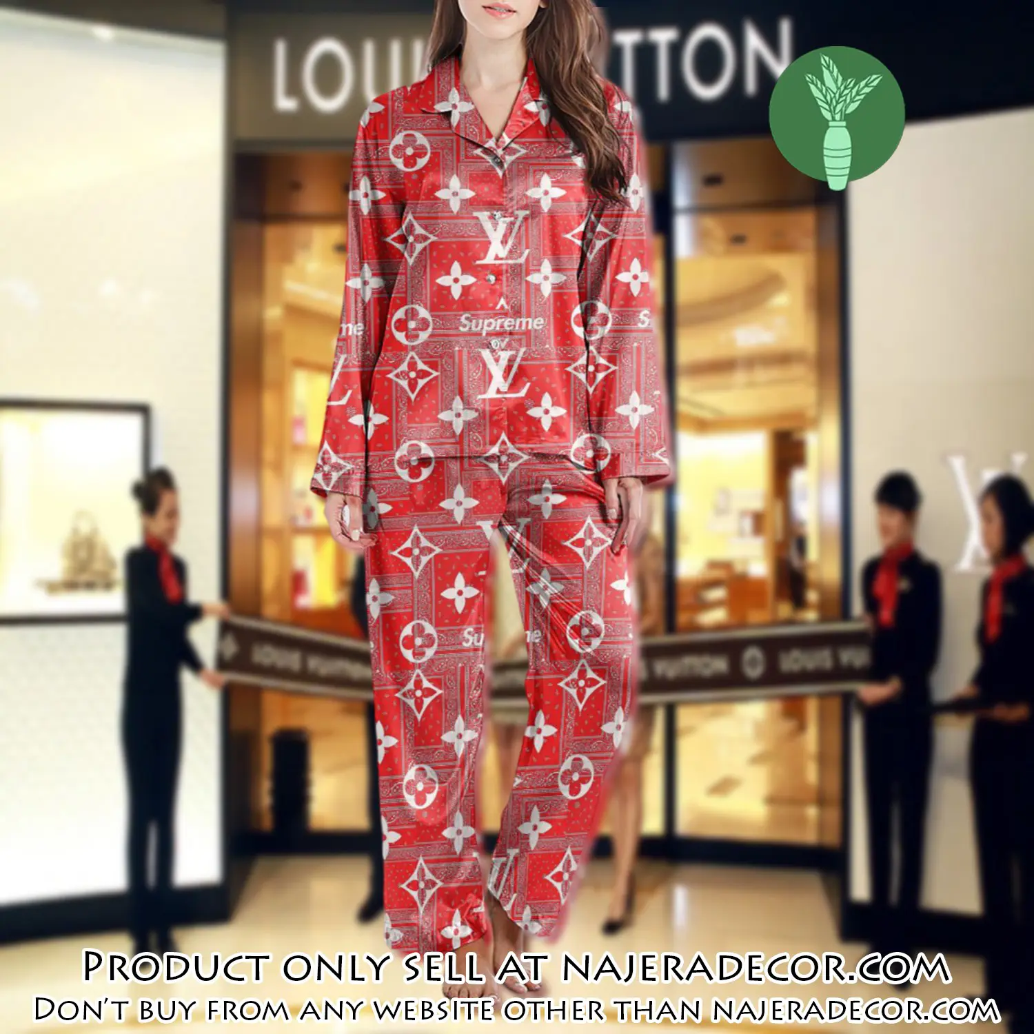 Lv monogram long satin pajama set pjs1022 njr3806522